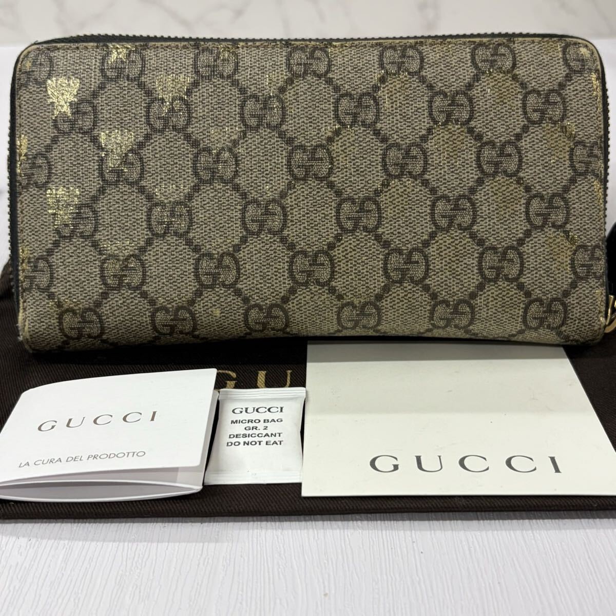 希少 グッチ GUCCI 財布 長財布 アニマリエ 刺繍 蜂 ラウンド 