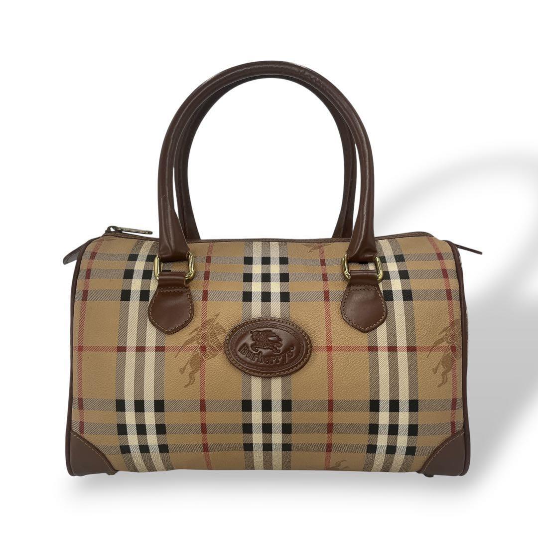 BURBERRY ハンドバッグ ノバチェック PVC レザー ベージュ ショルダー