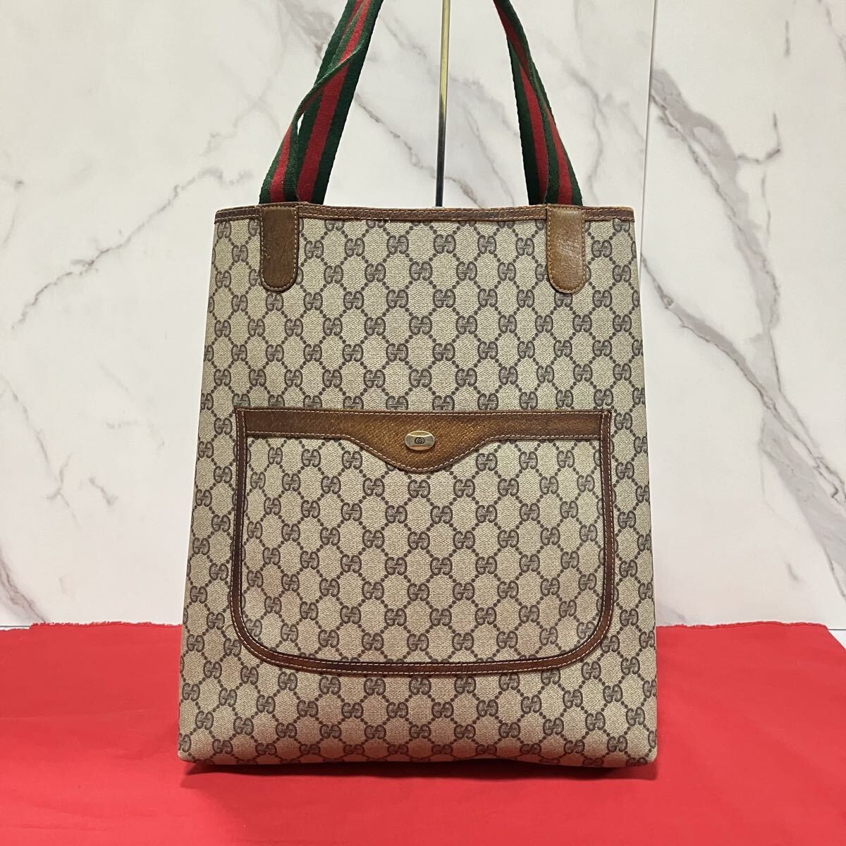 GUCCI グッチ GGスプリーム ワンショルダー トートバッグ 肩掛け PVC 