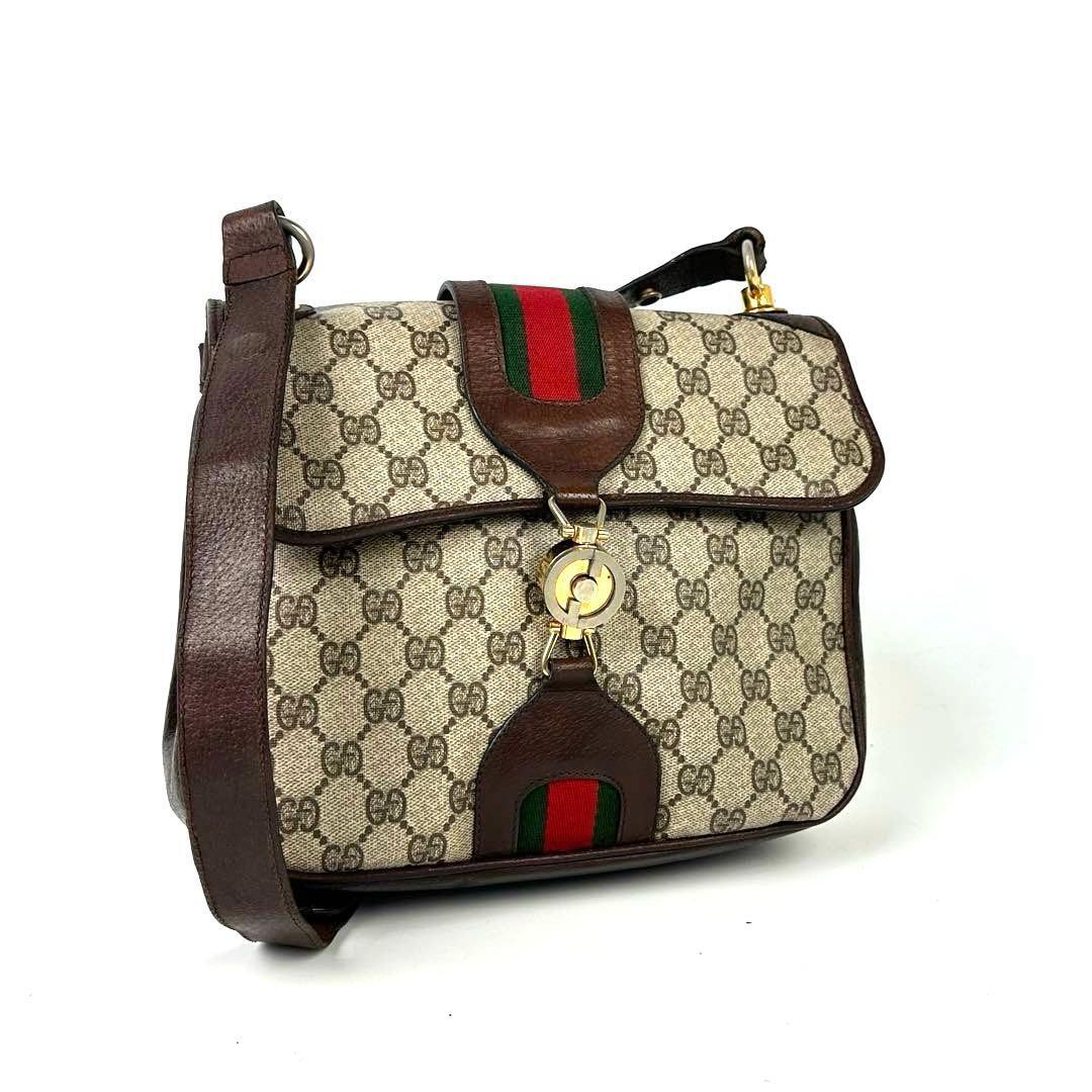 グッチ　ボディバッグ　GGスプリーム　シェリーライン　ショルダーバッグ　PVC 美品□GUCCI グッチ GGスプリーム ボディバッグ シェリーライン