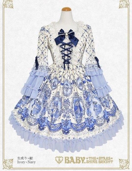 Preview of BABY, THE STARS SHINE BRIGHT シンデレラ ワンピース 生成り 紺 ネイビー