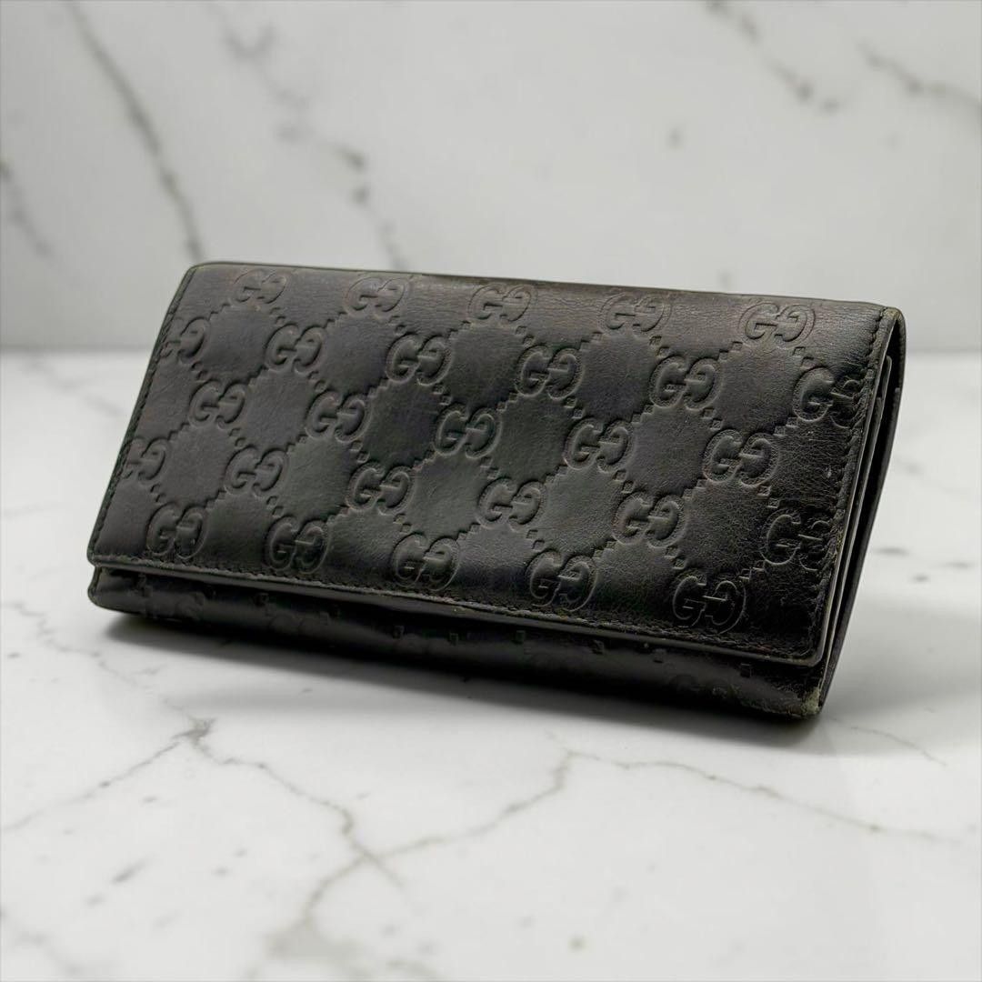 グッチ GUCCI 長財布 ブラック 黒 二つ折り メンズ ビジネス オールド