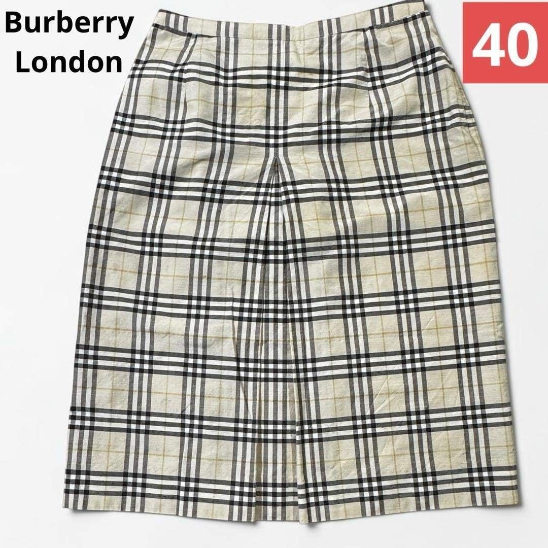 BURBERRY LONDON プリーツスカート ウール アルパカ 40 L ノバチェック