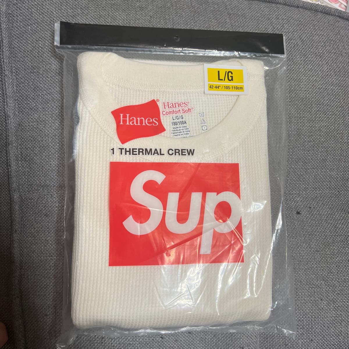 L Supreme Hanes Bones Thermal Crew natural White 25FW シュプリーム