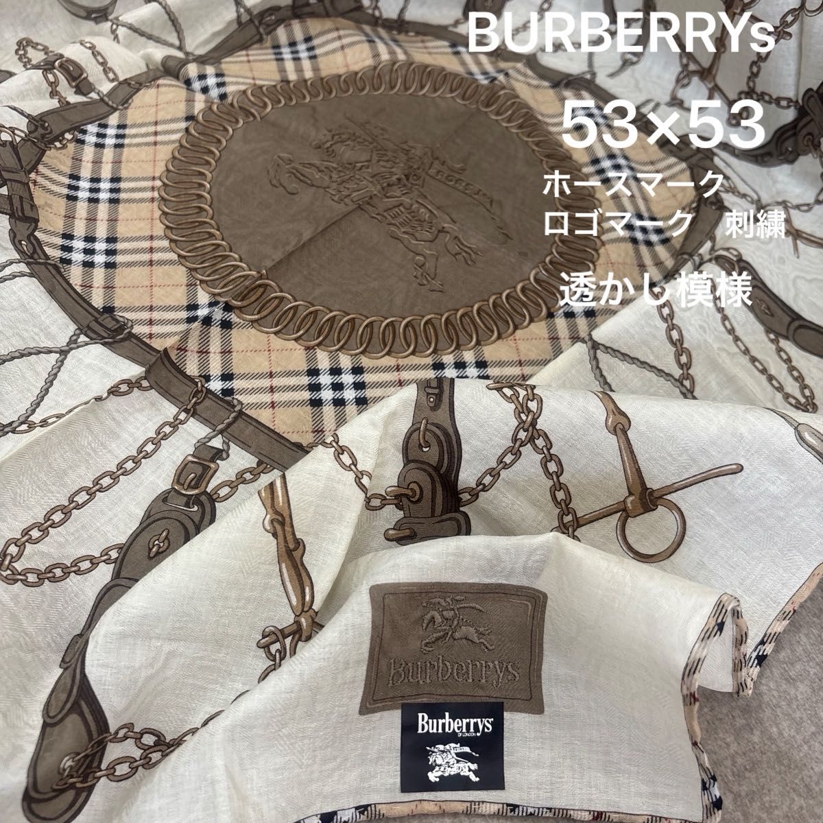 新品タグ付きBURBERRY/バーバリー/シルクスカーフ&コットンハンカチ
