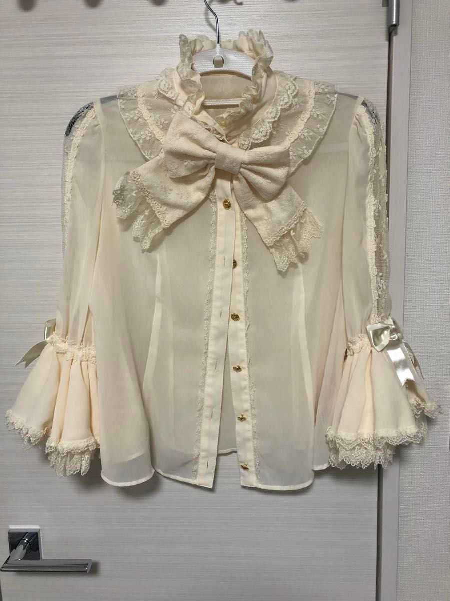Preview of angelic pretty フリル付きホワイトシフォンブラウス 姫袖