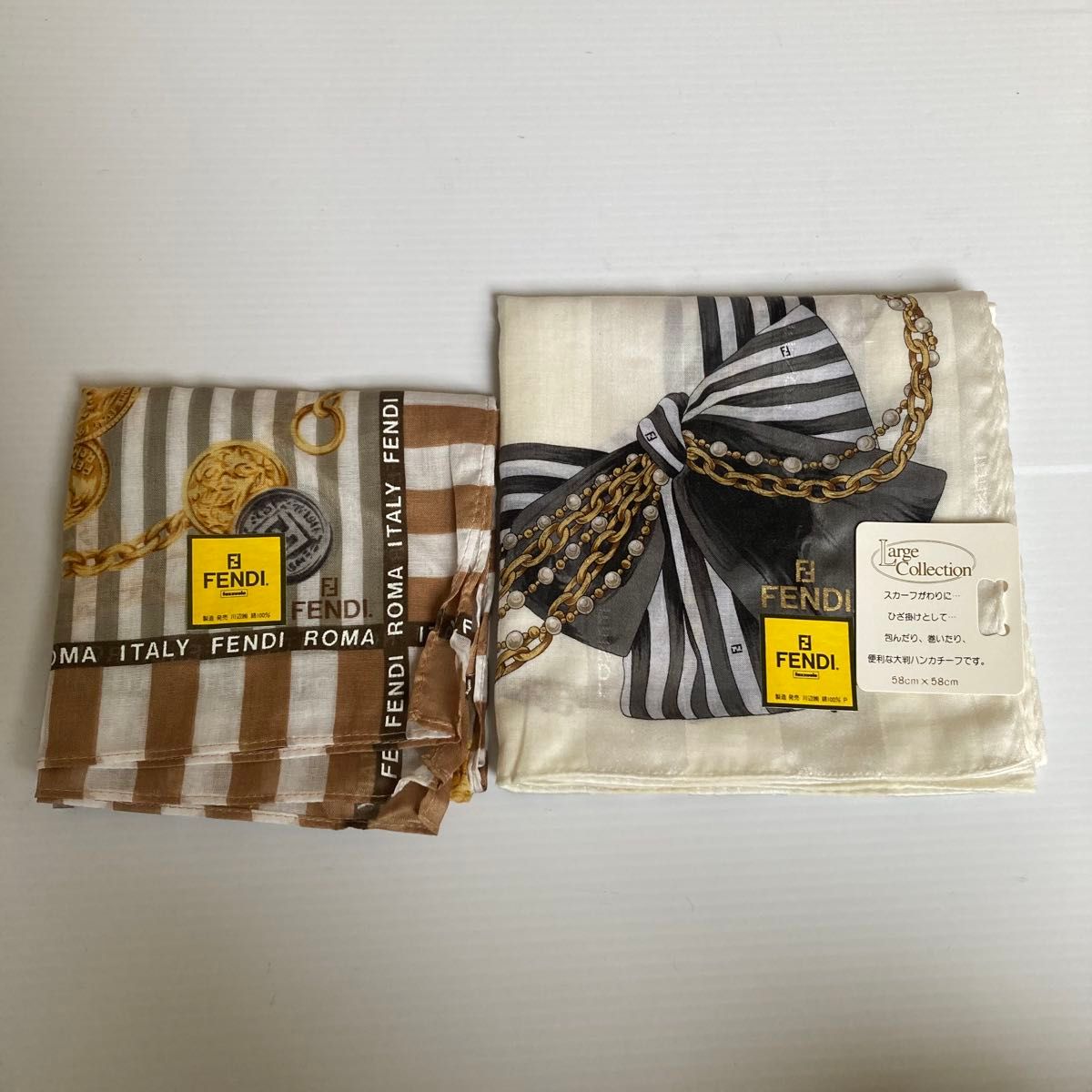 FENDI フェンディ ラッピー スカーフ ズッカ柄 リボンスカーフ FFロゴ