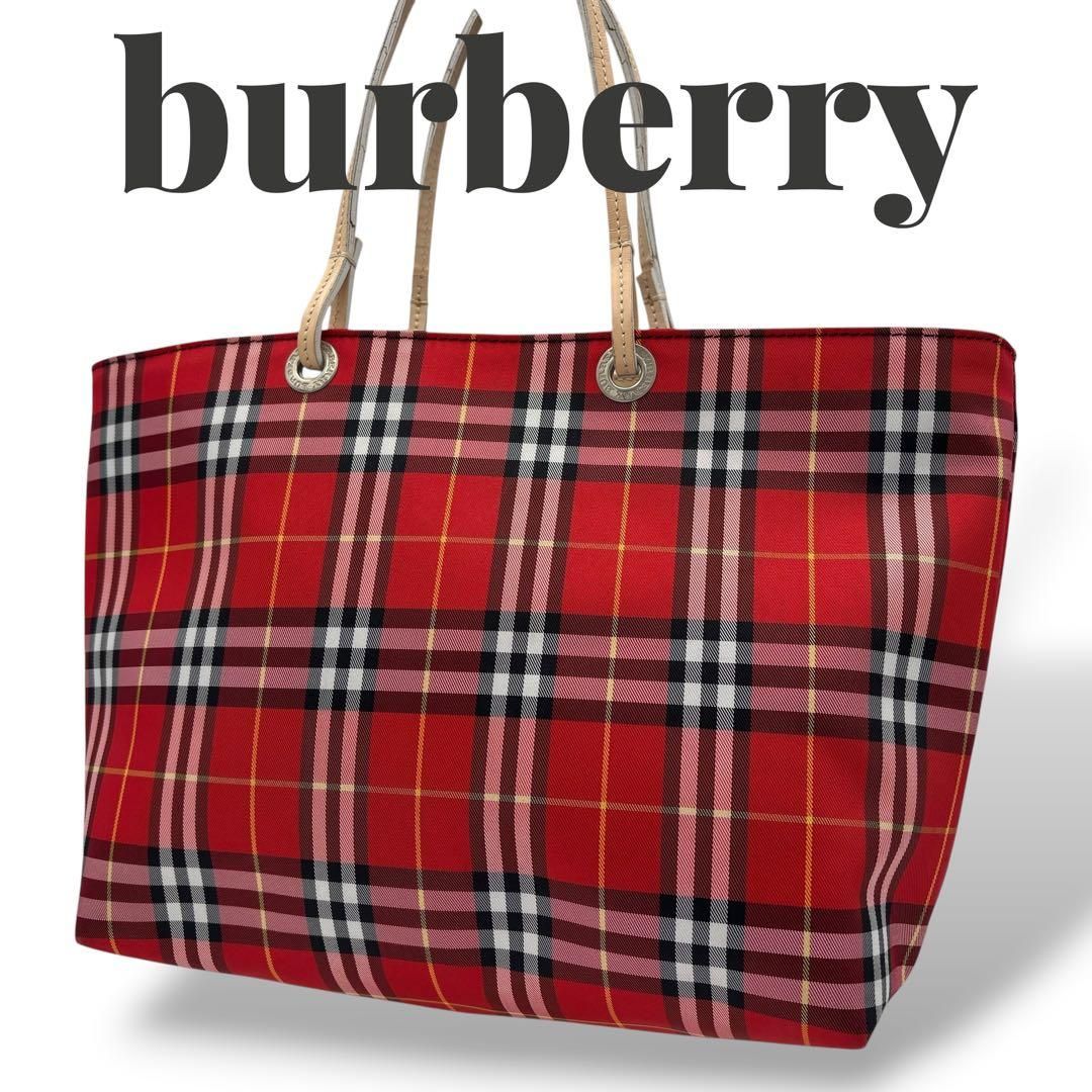 最終値下げ✩Burberry ノバチェック柄 トートバッグ BURBERRY バーバリー ノバチェック トートバッグ レッド | Shop at