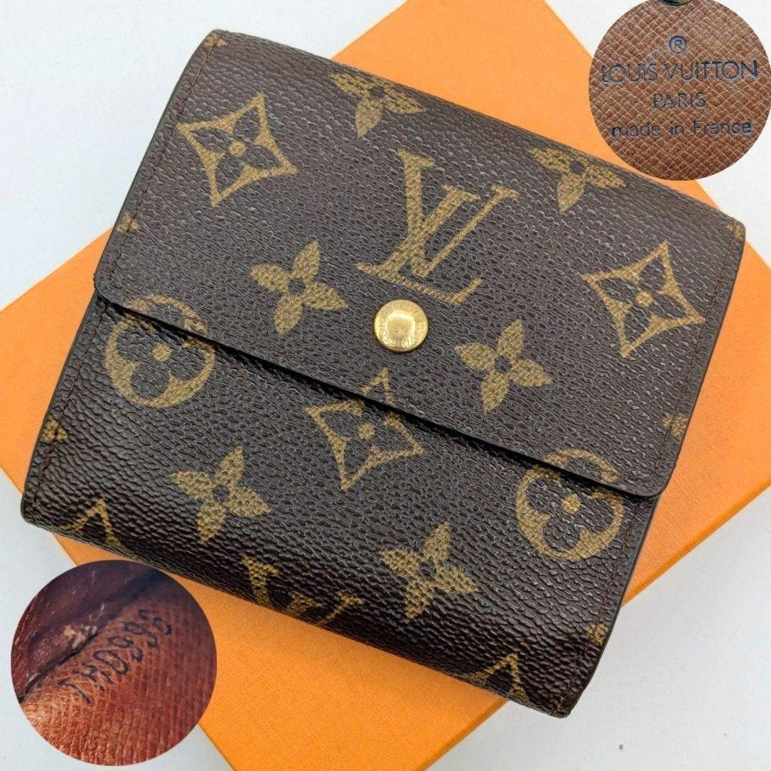 447 LOUIS VUITTON ルイヴィトン モノグラム wホック 三つ折り ポルト