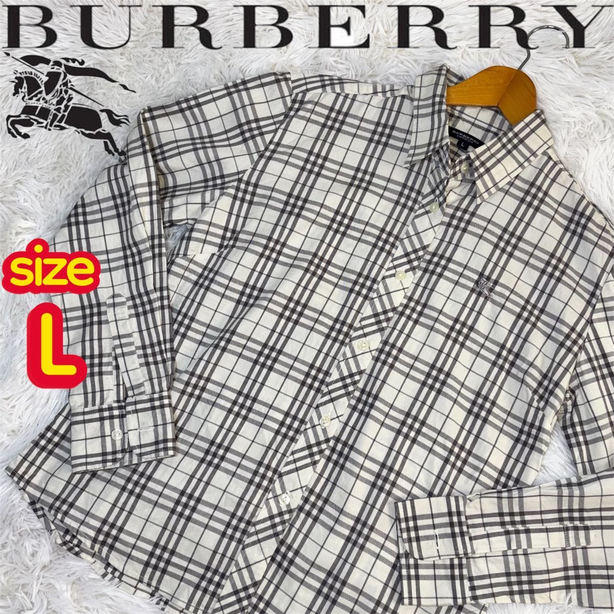Burberry London ジップアップニット アーガイル柄 ホースロゴ L 