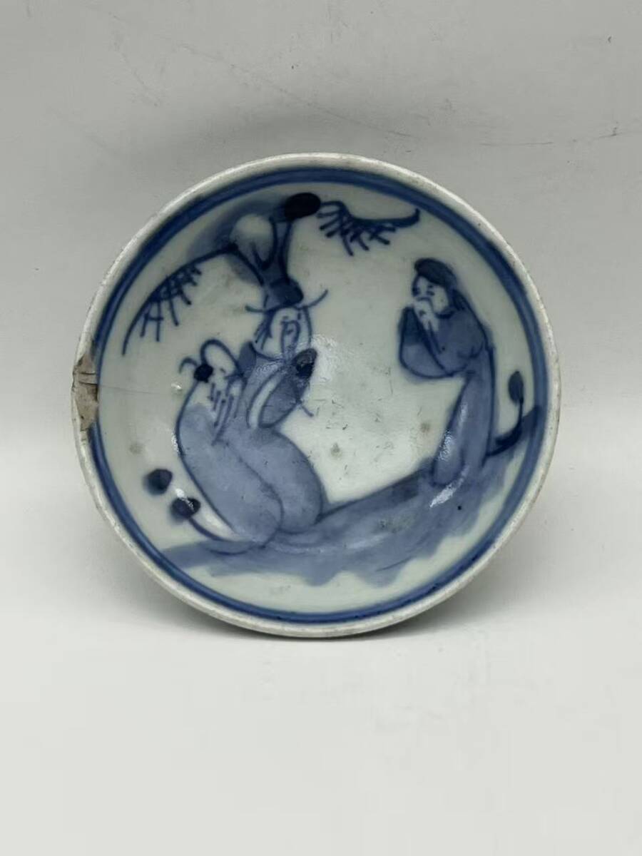 中国古美術唐物明時代染付青花人物紋香炉/【Buyee】