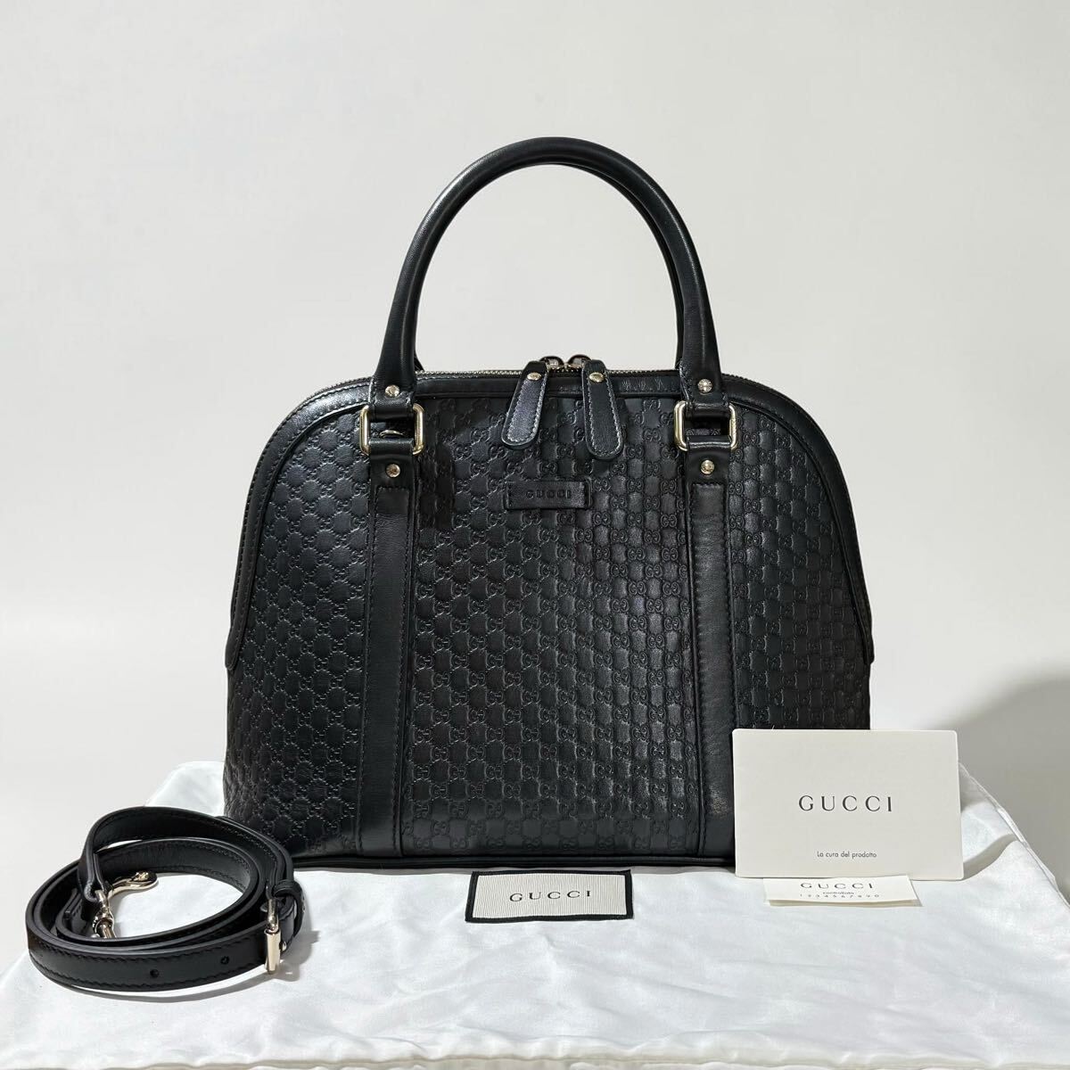 GUCCI ビジネスバッグ シマレザー GG柄 オールレザー ブラック 【公式 