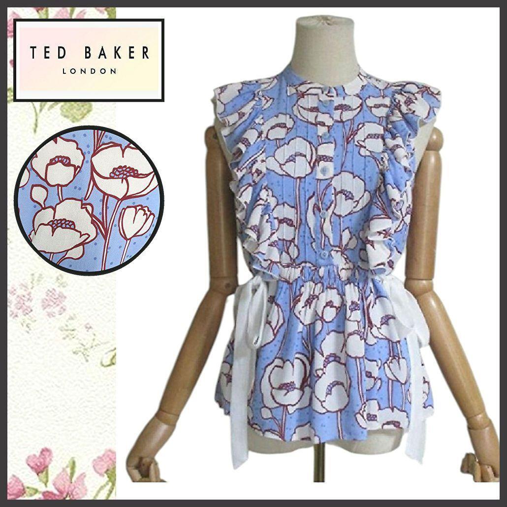 TED BAKER ビッグカラー ブラウス リボン フリル タイ シャツ 白 TED 