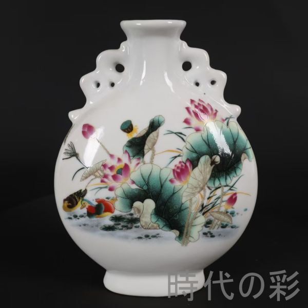 中国 色絵 花瓶 花生 花入 陶磁 粉彩 壺 中国 美術 中国色絵花瓶花生花入陶磁粉彩壺中国美術唐物時代物中国古美術古陶磁