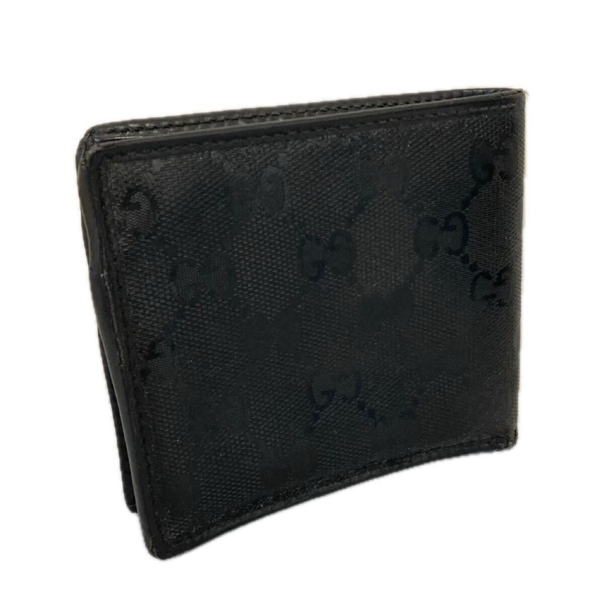 GUCCI グッチ GGキャンバス 二つ折り財布 ブラック | Shop at