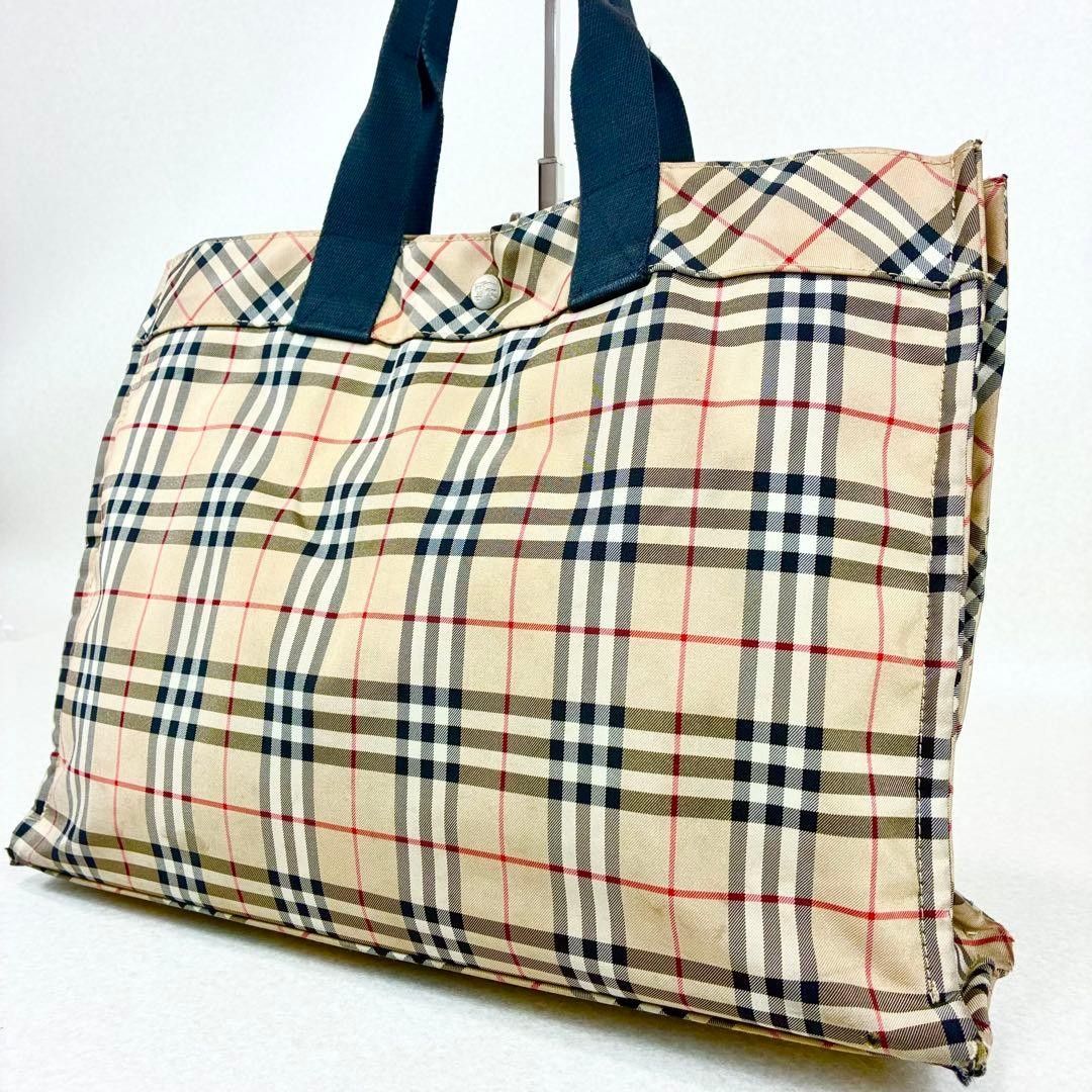 極美品 BURBERRY トートバッグ ツイード ノバチェック A4収納可能
