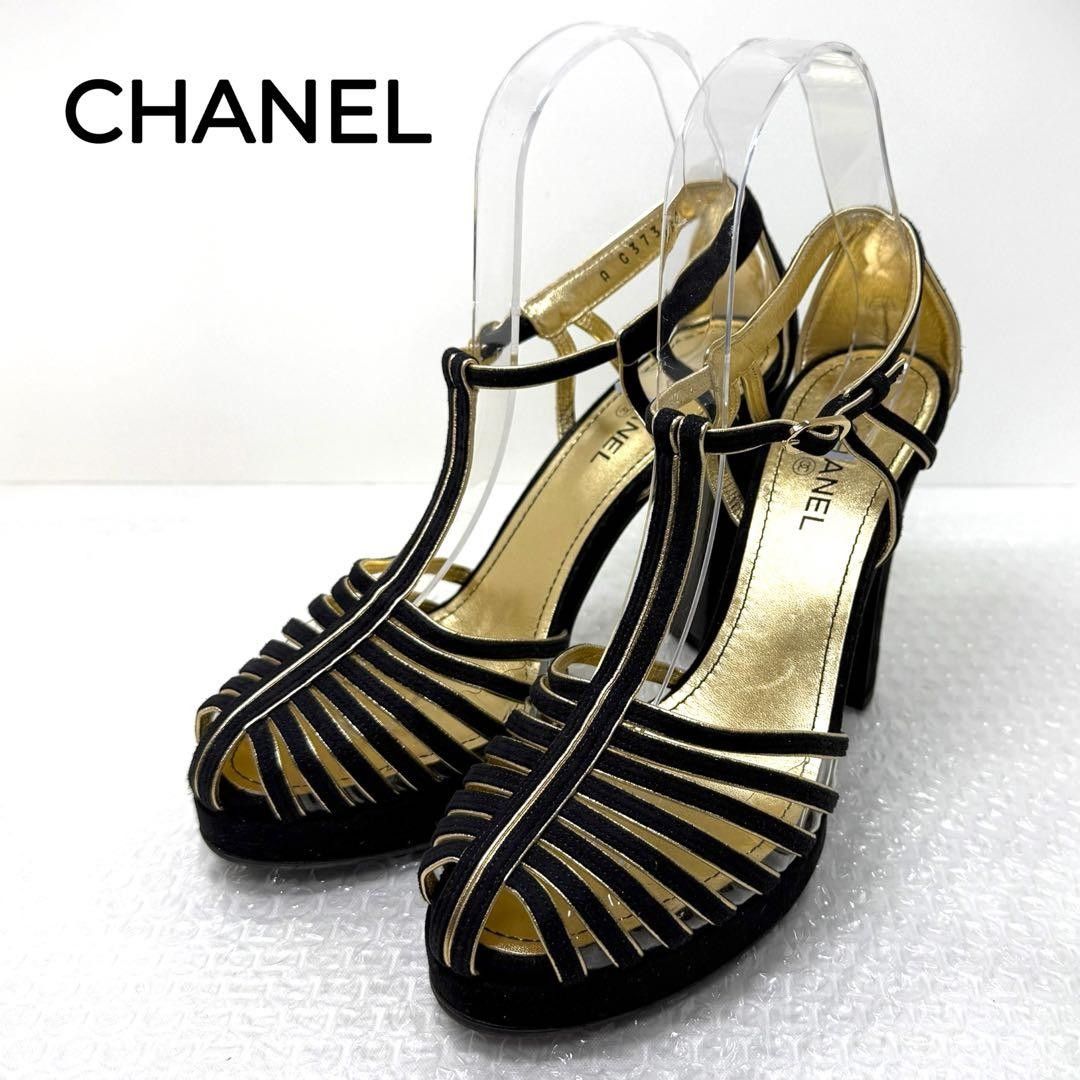 CHANEL パンプス ハイヒール ココマーク ラムスキン ブラック 23