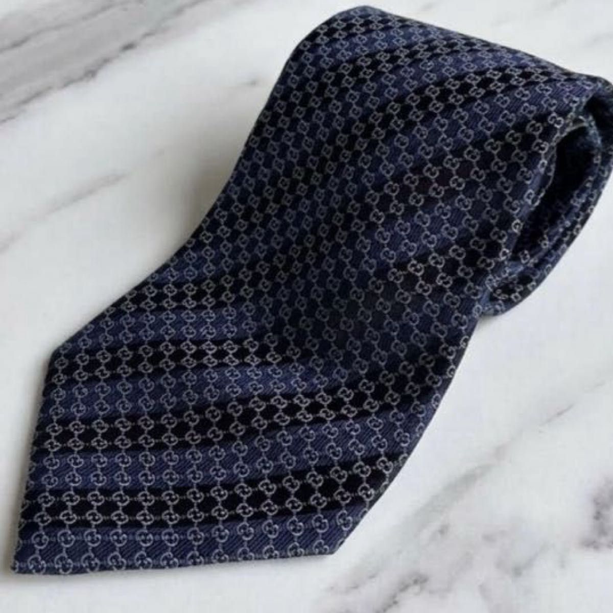 極美品 GUCCI グッチ ネクタイ インターロッキング GG柄 モノグラム