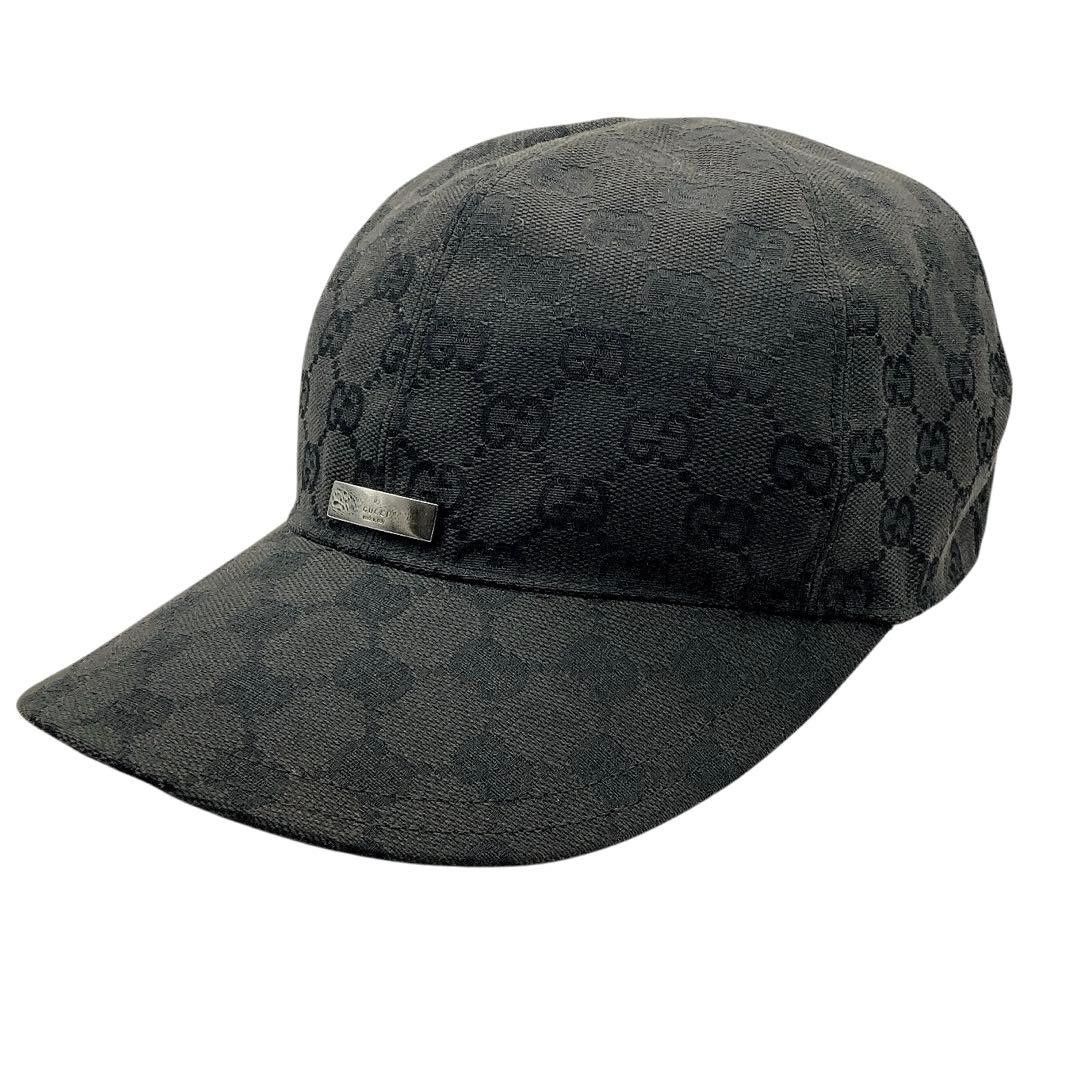 GUCCI グッチ GGキャンバス ベースボールキャップ シェリーライン 黒 M