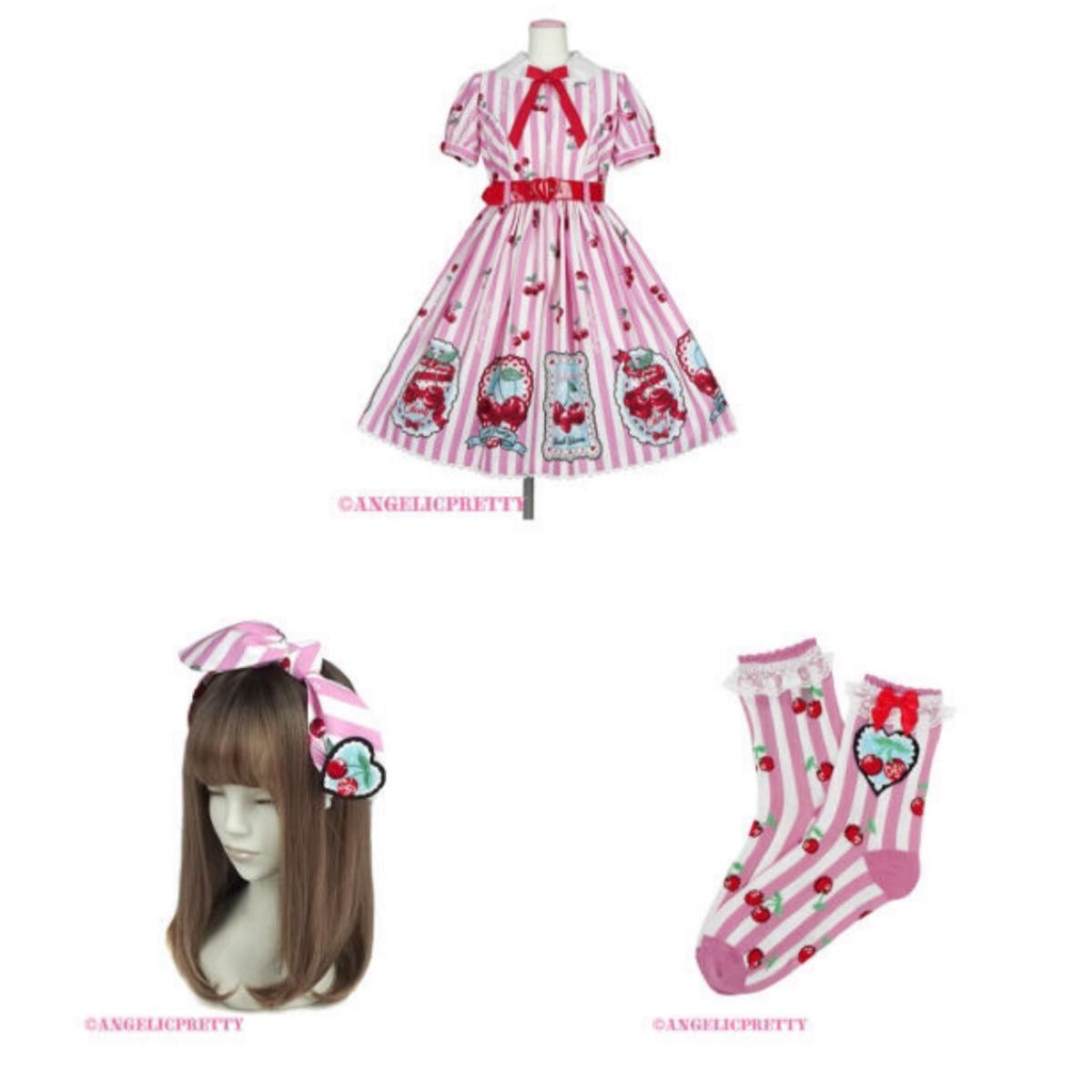 Preview of 【25日まで値下】Angelic Pretty Cherry Stamp ワンピース セット ロリータ