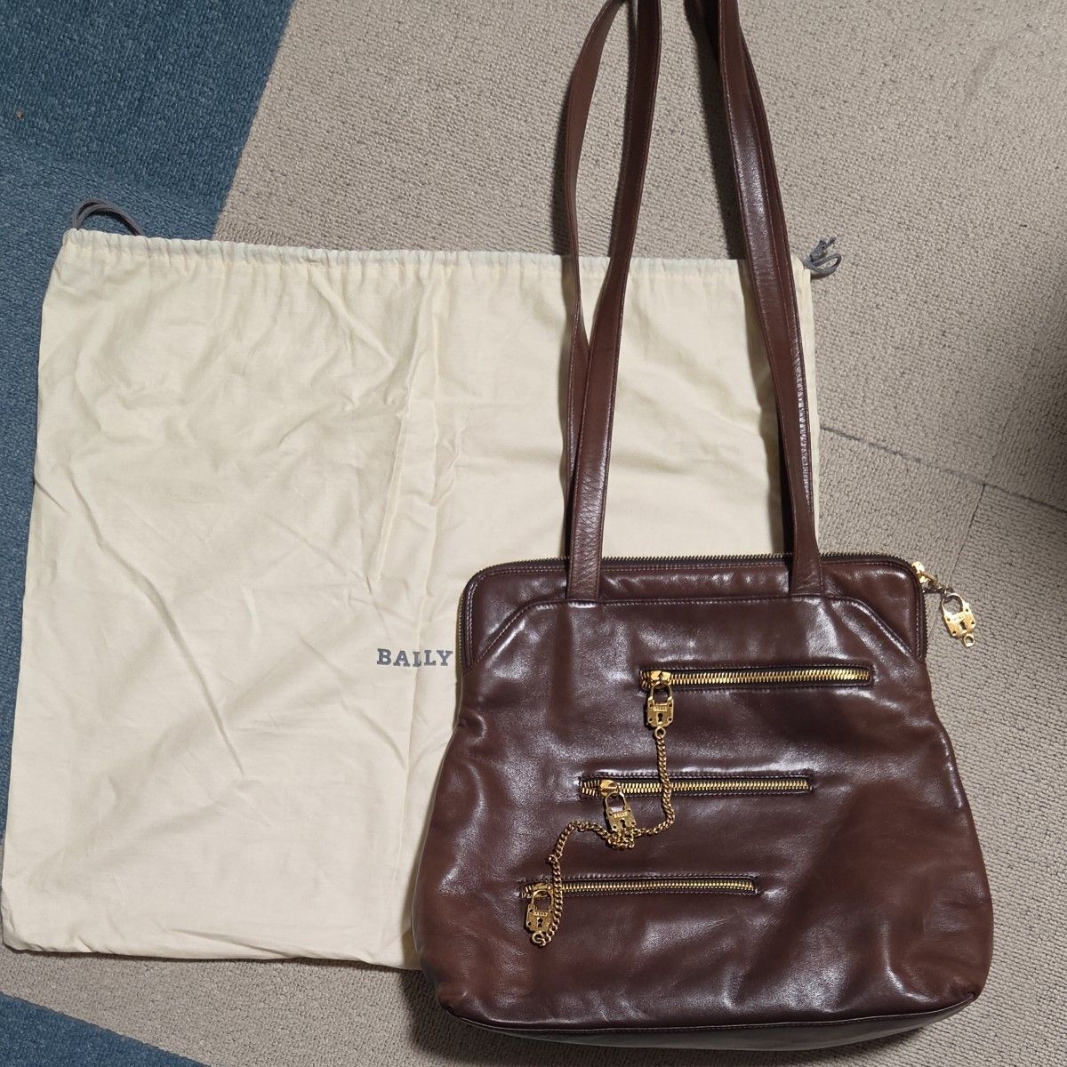 美品 BALLY バリー ハンド バッグ レザー 茶 A4収納可 ユニセックス 
