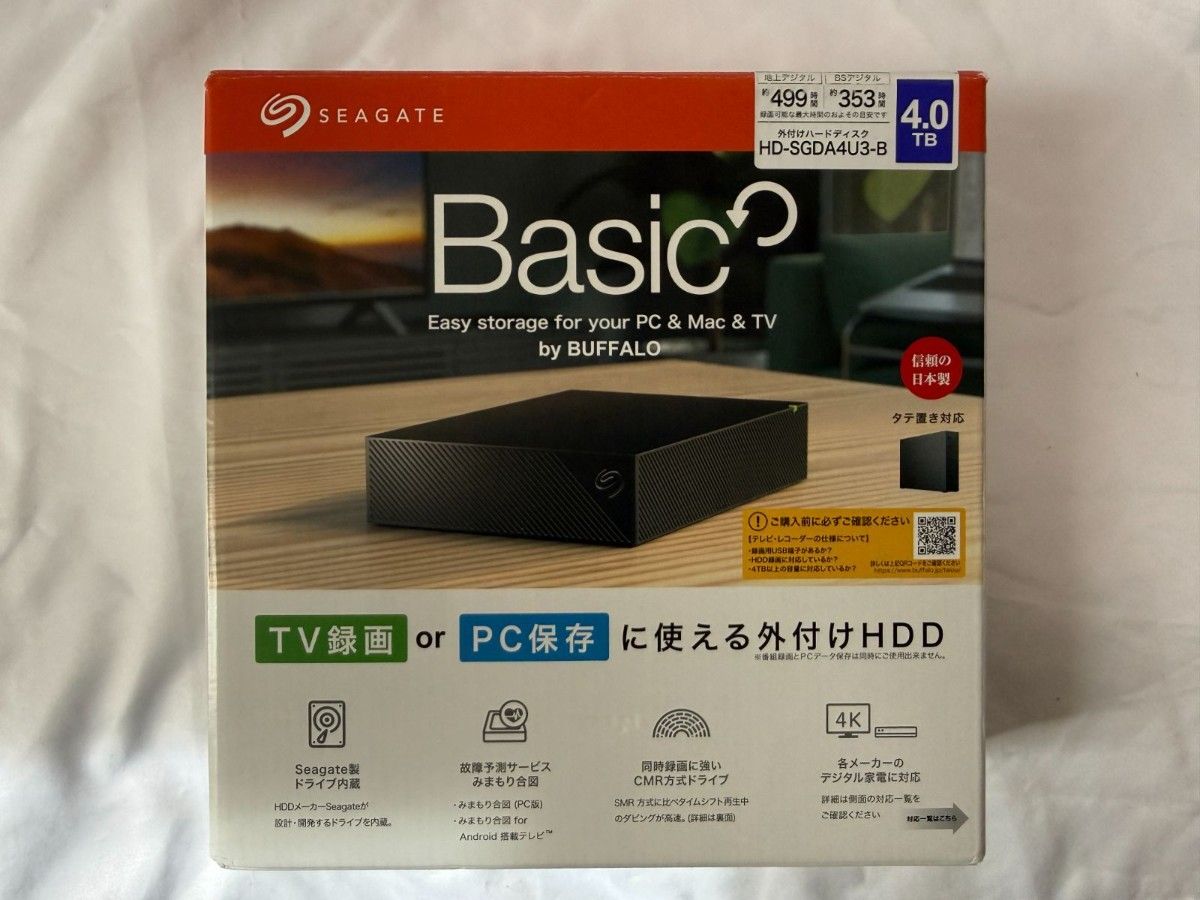 外付けHDD HD-SGDA4U3-B バッファロー | 4TB Seagate USB3.2 Gen1 USB 