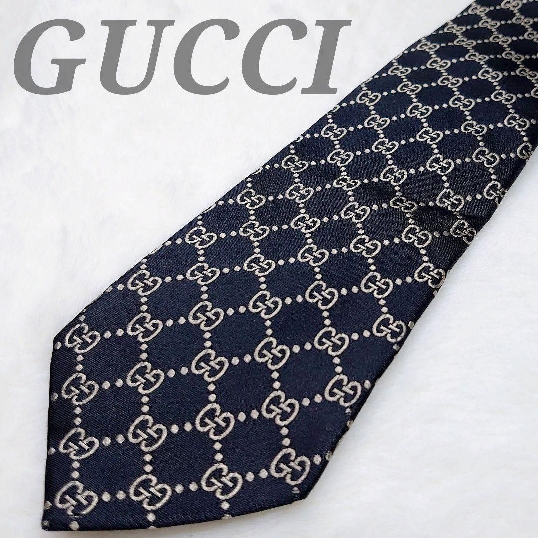 GUCCI グッチ ネクタイ シルク100% ジャガード GG柄 ネイビー | Shop