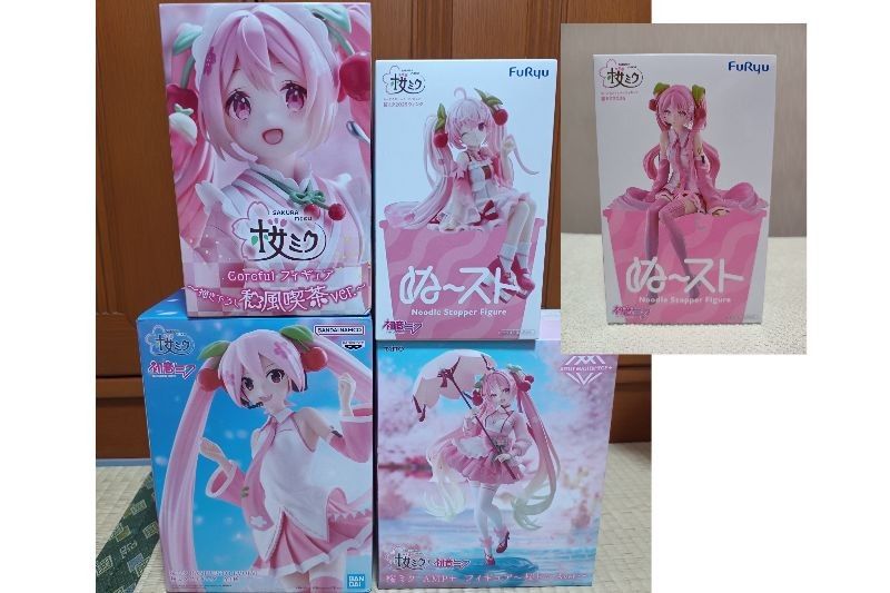 桜ミク フィギュア 3種セット AMP+ 桜ドレス Coreful 和風喫茶 ぬーど