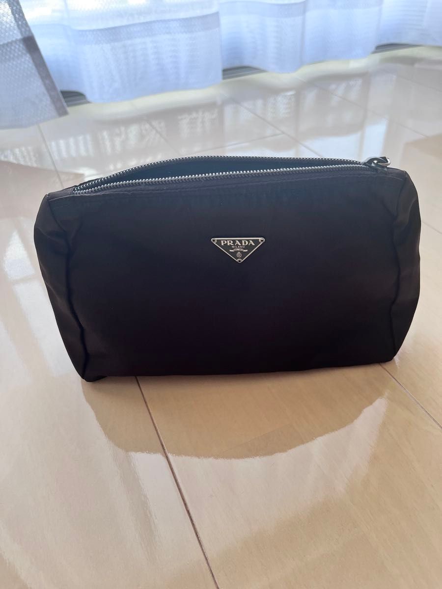 PRADA プラダ ナイロン ポーチ 小物入れ ブラック 三角ロゴ希少