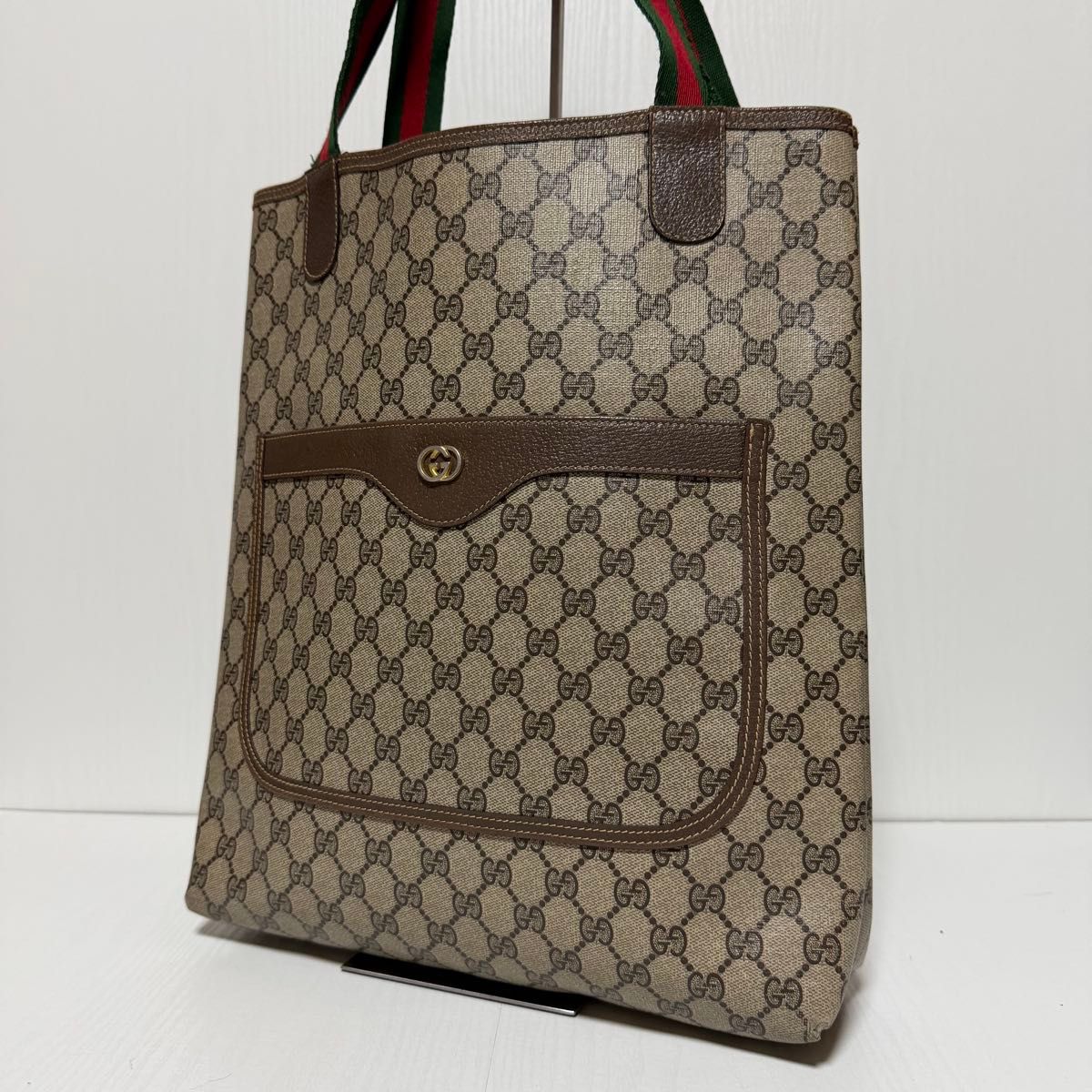 GUCCI オールドグッチ シェリーライン GG柄 トートバッグ PVC レザー