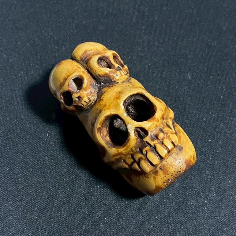 鹿角茸差し根付　古根付　鹿角彫刻根付　時代物　差し根付 根付け 鹿角