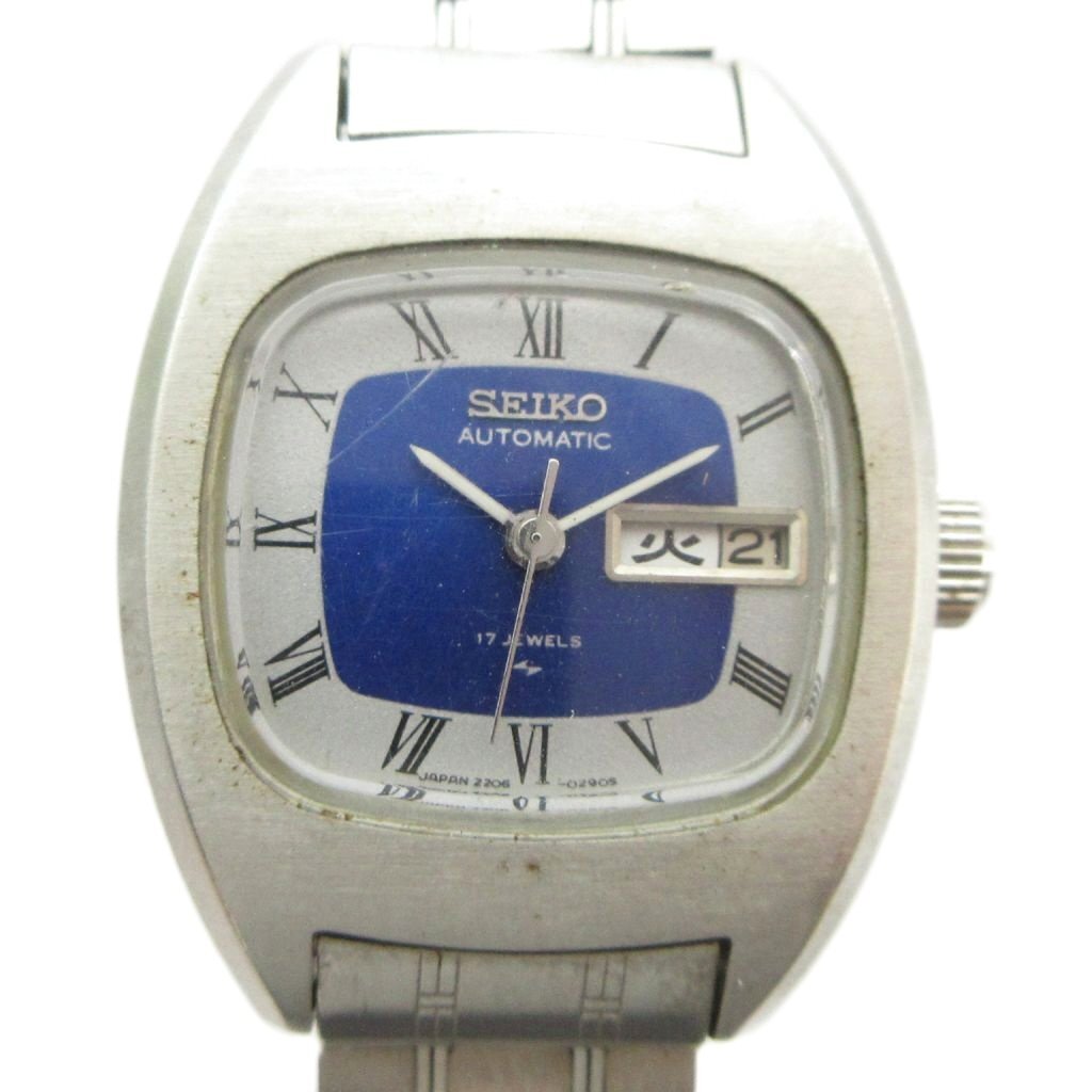 稼働】SEIKO セイコー Automatic オートマチック 2206-0370 ブルー 