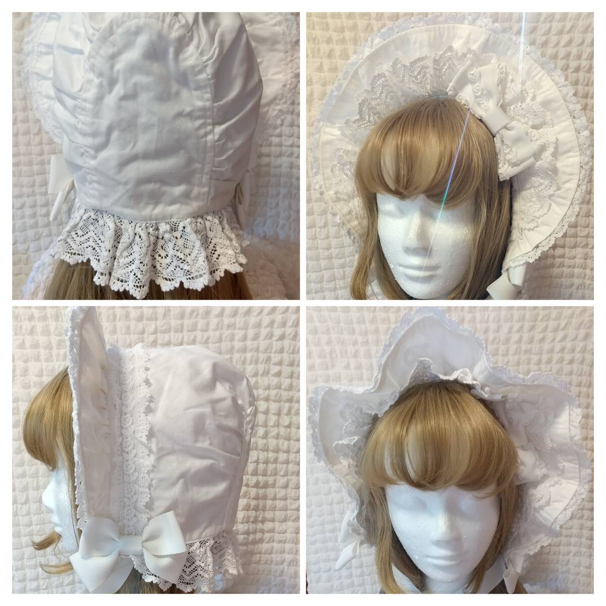 Preview of ■BABY, THE STARS SHINE BRIGHT■トーションレースのフルボンネット オフ白■ゴシッククラシカルロリータゴスロリリボンブローチ付き完売