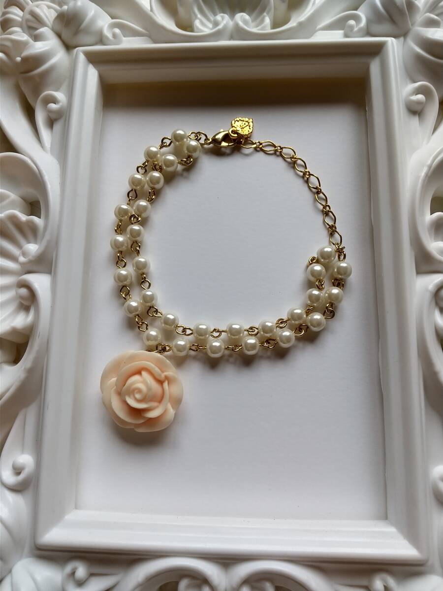 Preview of ■BABY, THE STARS SHINE BRIGHT■Rose Boudoirブレスレット ピンク×ゴールド■クラシカルロリータガーリーローズブドワールパール薔薇■