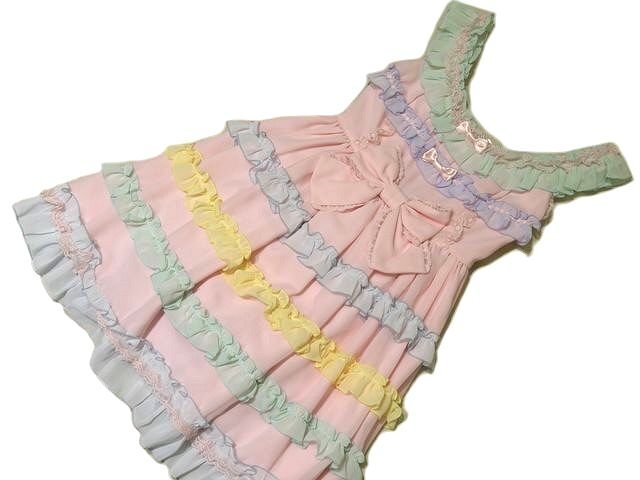 Preview of 新品同様 F45 アンジェリックプリティ ワンピース ◇ しゃぼん玉 ジャンパースカート ピンク フリフリ Angelic Pretty ジャンスカ ロリータ