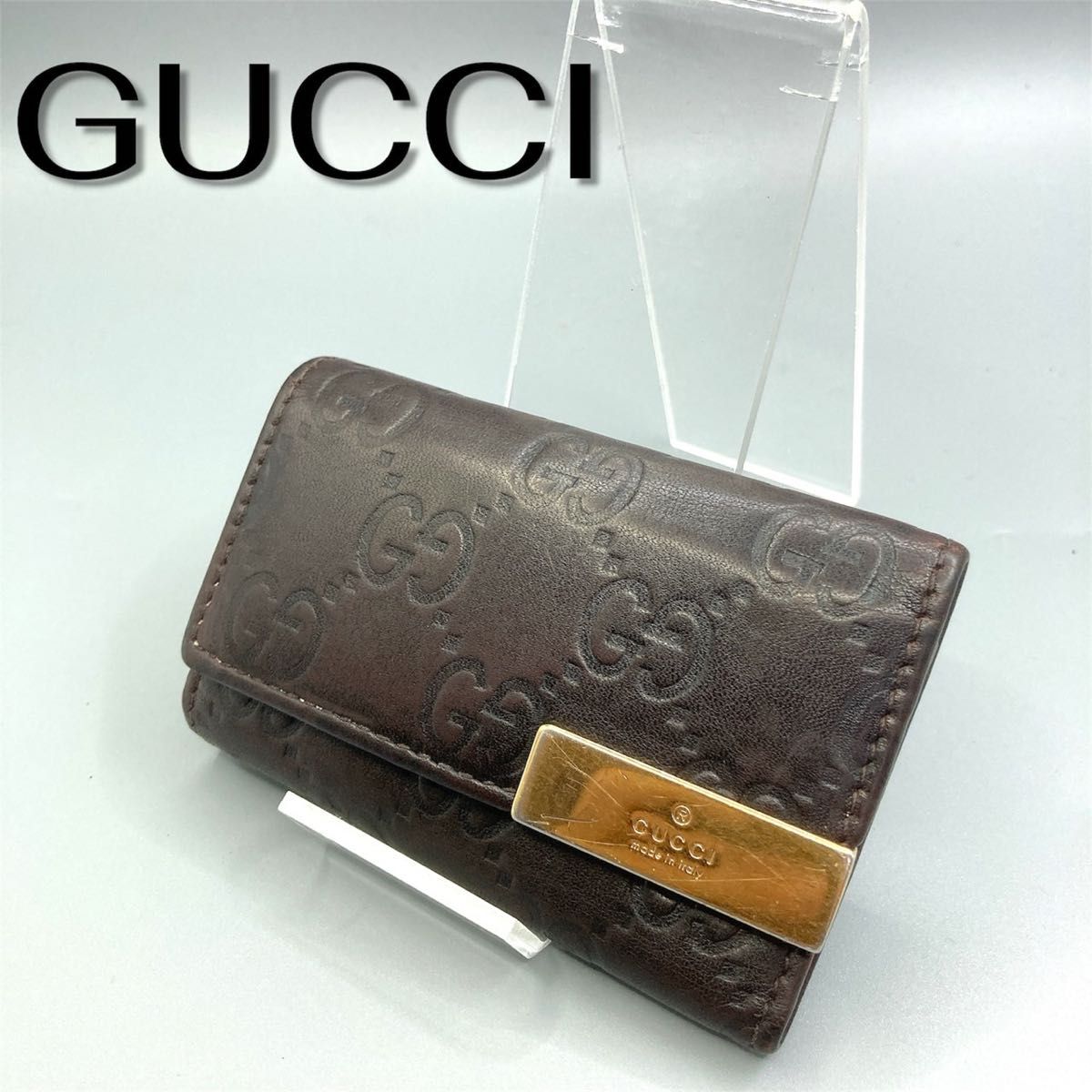GUCCI グッチ GGシマ インターロッキングG 6連 キーケース ブラック
