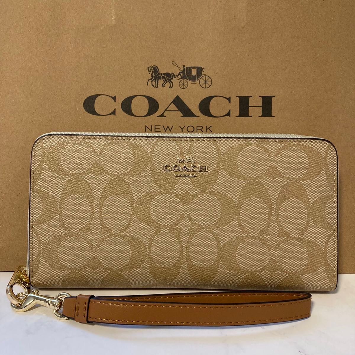 新品 COACH長財布 コーチ レディース メンズ シグネチャー ダーク