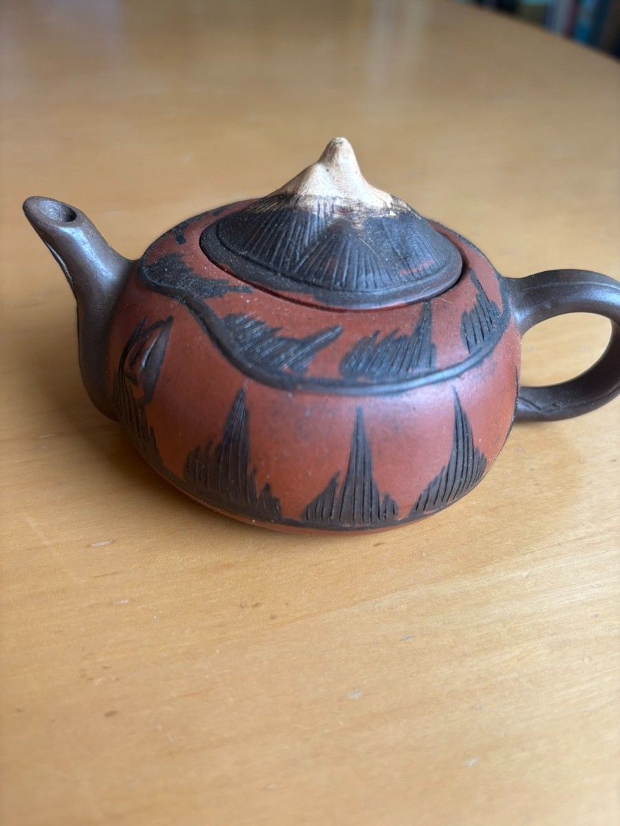 工芸品 中国清末時期 宜興紫砂 龍首 三足 三獸壺 朱泥紫砂急須 煎茶