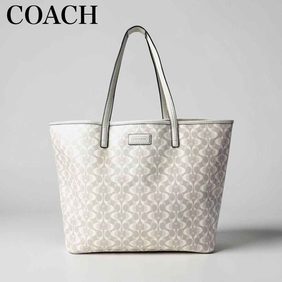 ほぼ未使用 COACH コーチ トートバッグ A4収納可能 パイソン柄 ラメ 