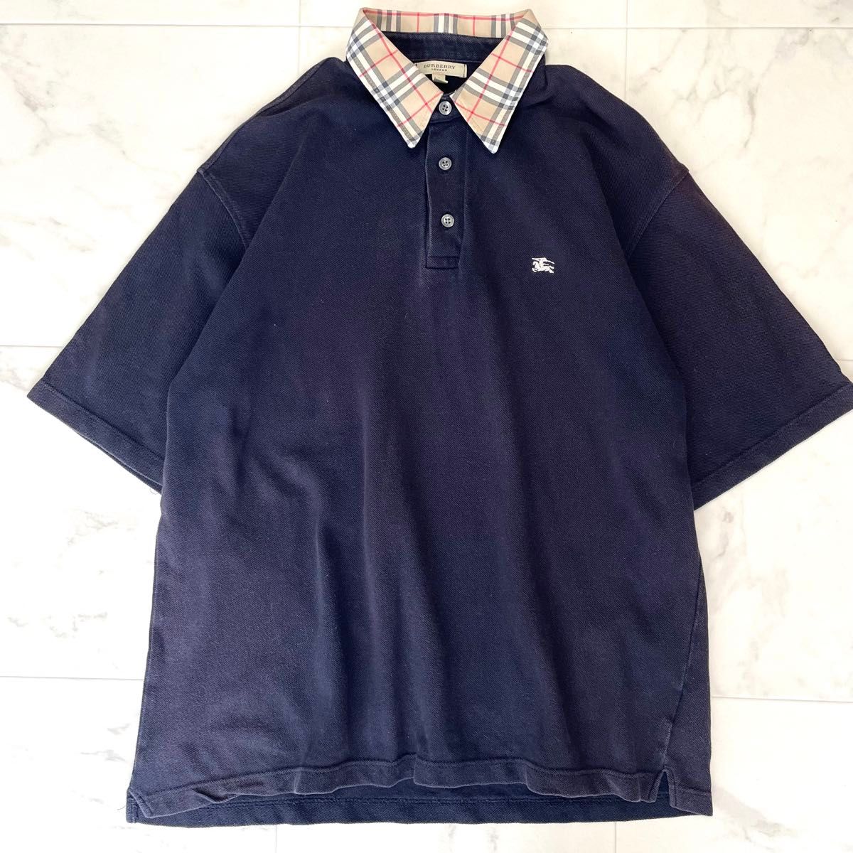 BURBERRY LONDON バーバリー ポロシャツ ノバチェック ホースロゴ 赤