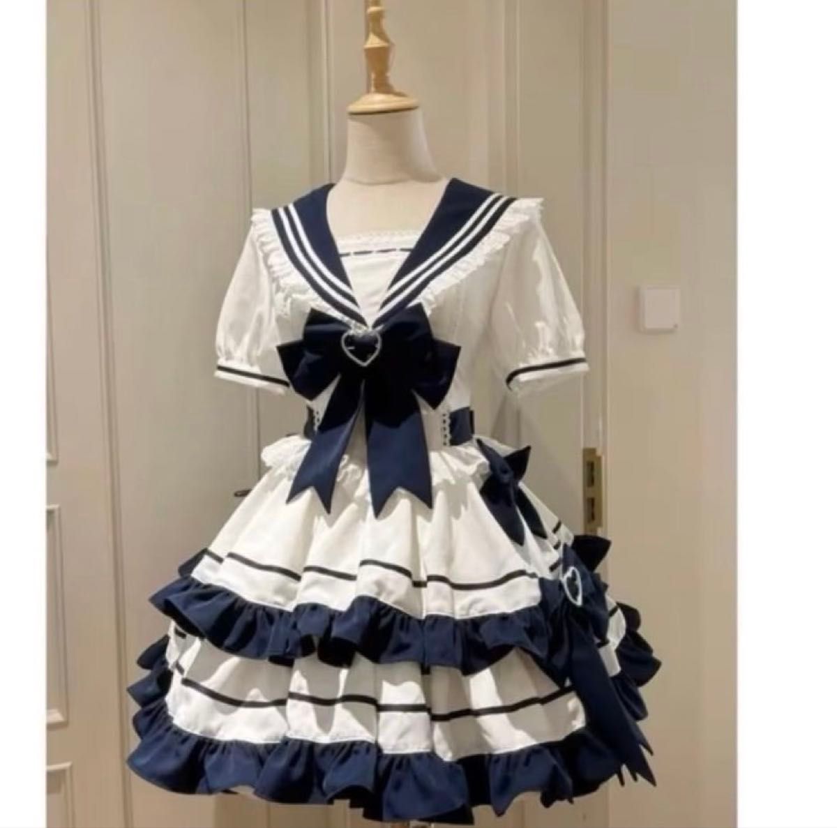 Preview of 【新品未使用】ロリータ ワンピース セーラー風 甘ロリ ドレス 青 Sサイズ