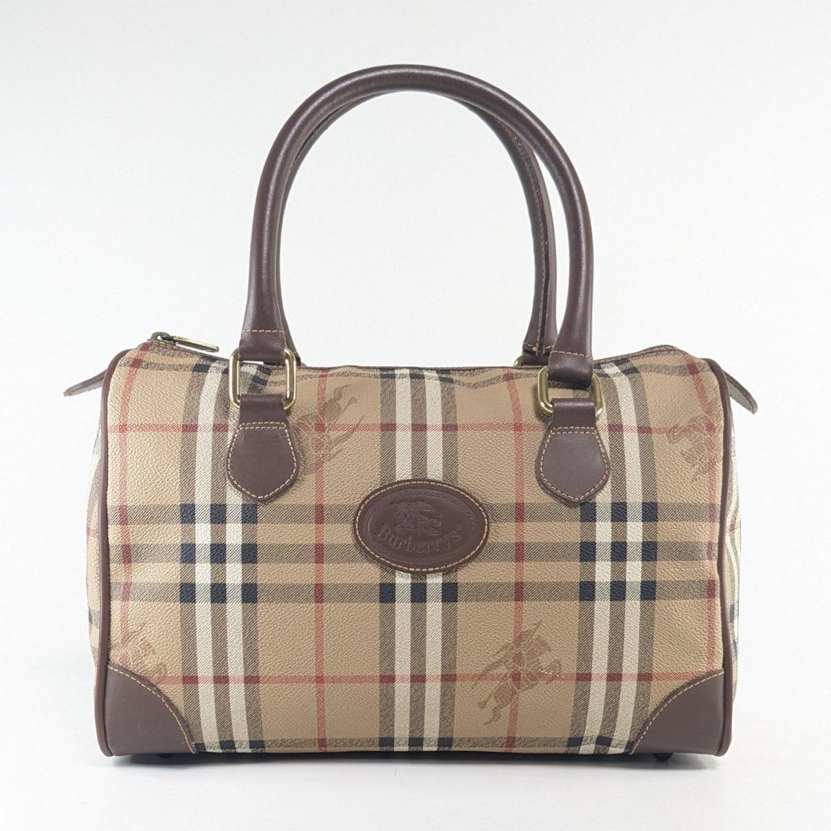 BURBERRY ハンドバッグ ノバチェック PVC レザー ベージュ ショルダー