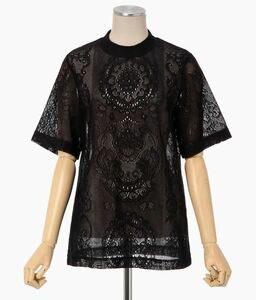 即決 新品タグ付 2021SS mame kurogouchi Curtain Lace Jacquard Jersey Top 色black サイズ2 マメ28,600円 JS004