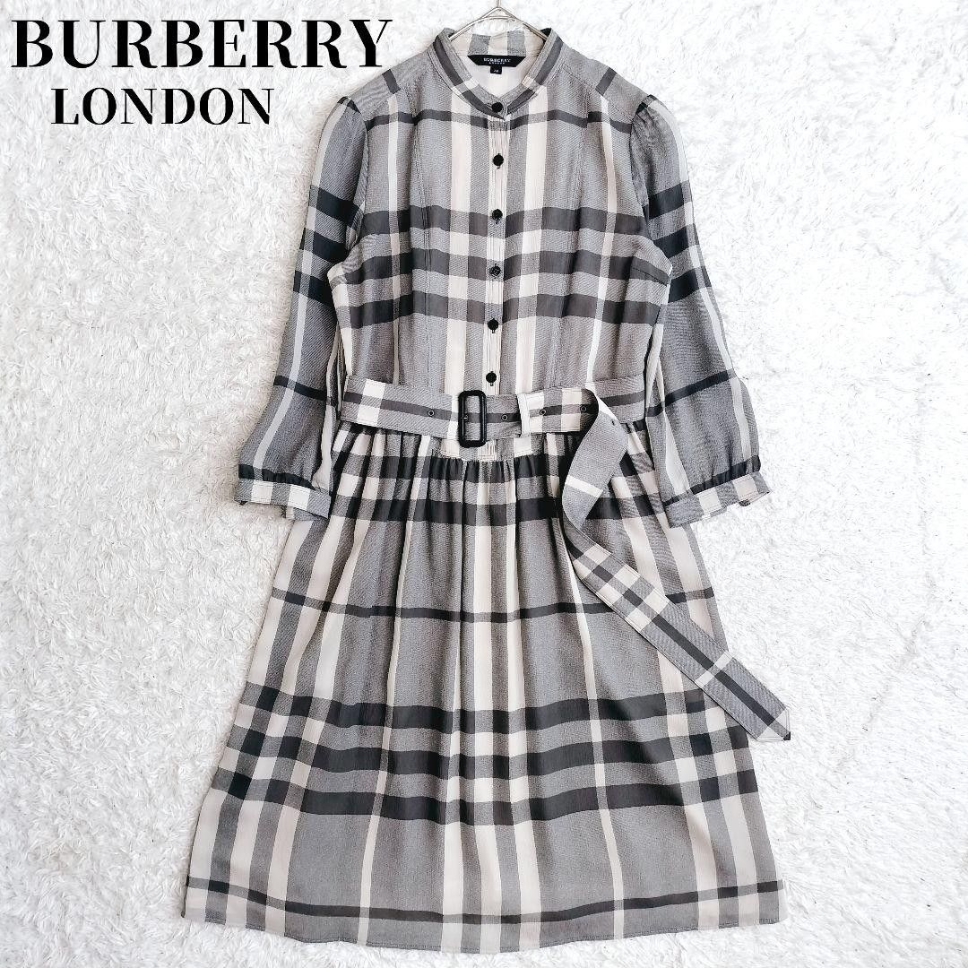 BURBERRY バーバリー チェック柄 半袖シャツワンピース ベルト付き