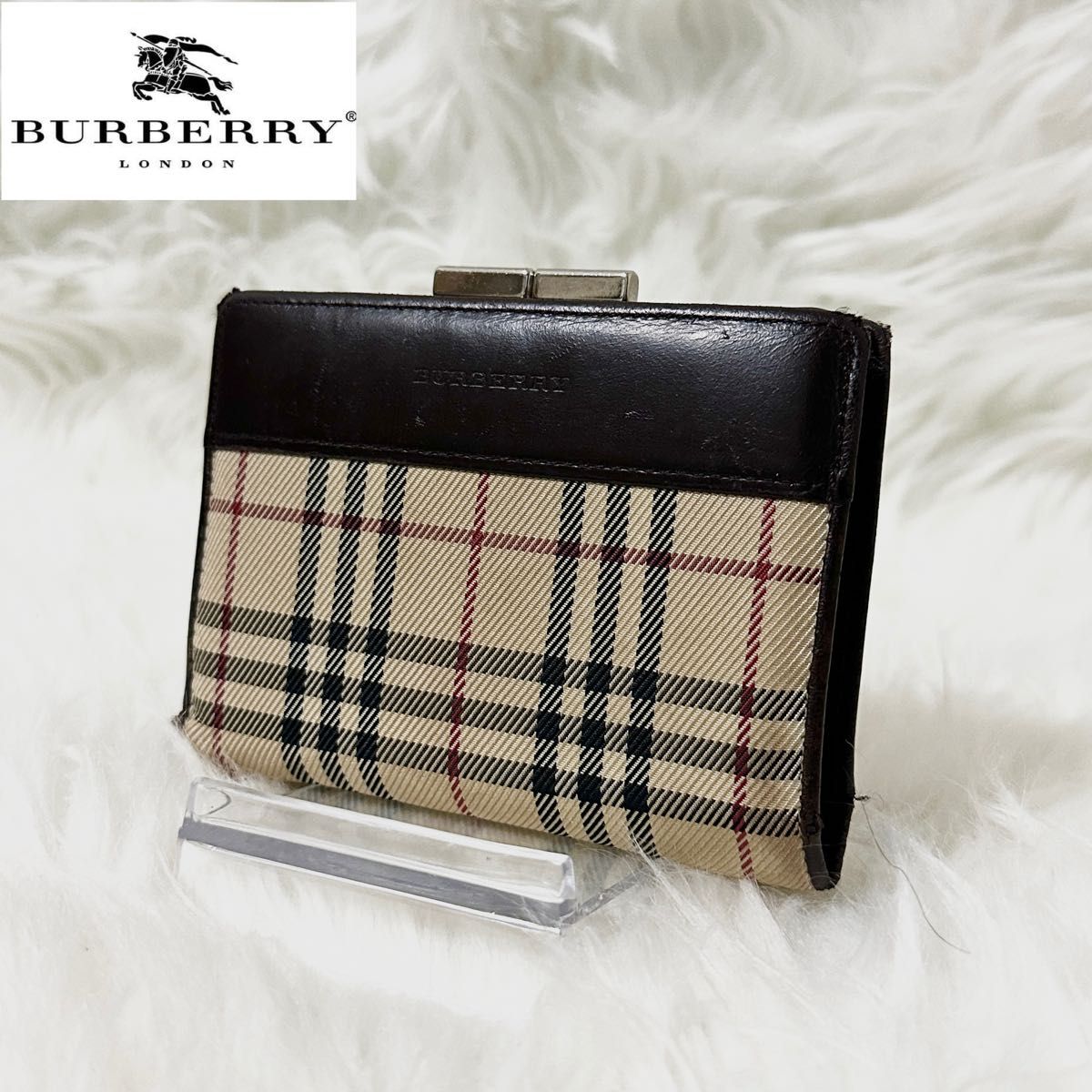 Burberry バーバリー ノバチェック がま口 長財布 二つ折り財布 良品