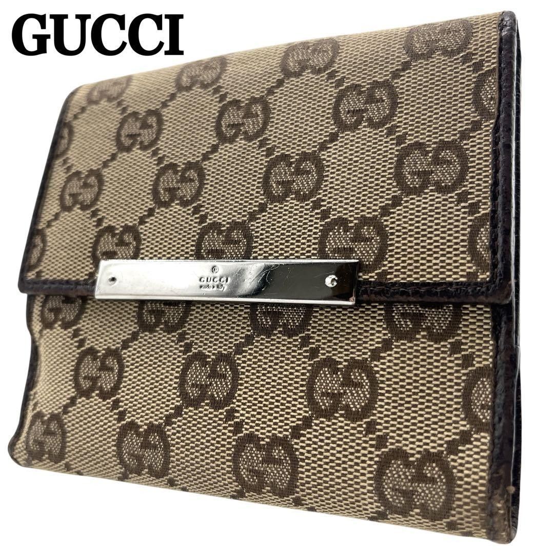 GUCCI グッチ GGキャンバス Wホック長財布 ブラウン | Shop at