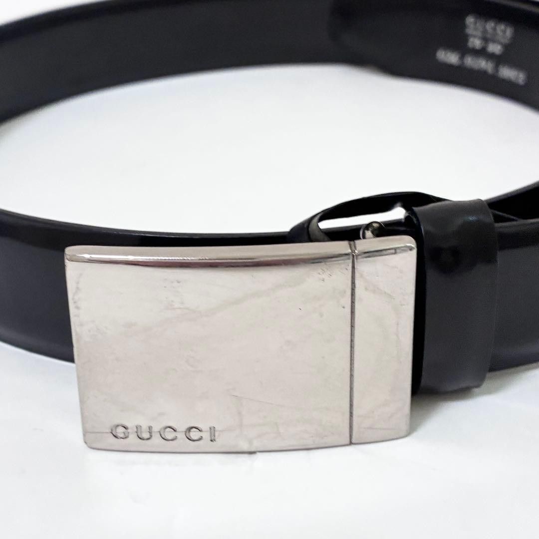 美品　GUCCI Gバックル サイズ75/30 ブラック シルバー ベルト GUCCI グッチ ベルト サイズ75・30 Gバックル ブラック×シルバー 細