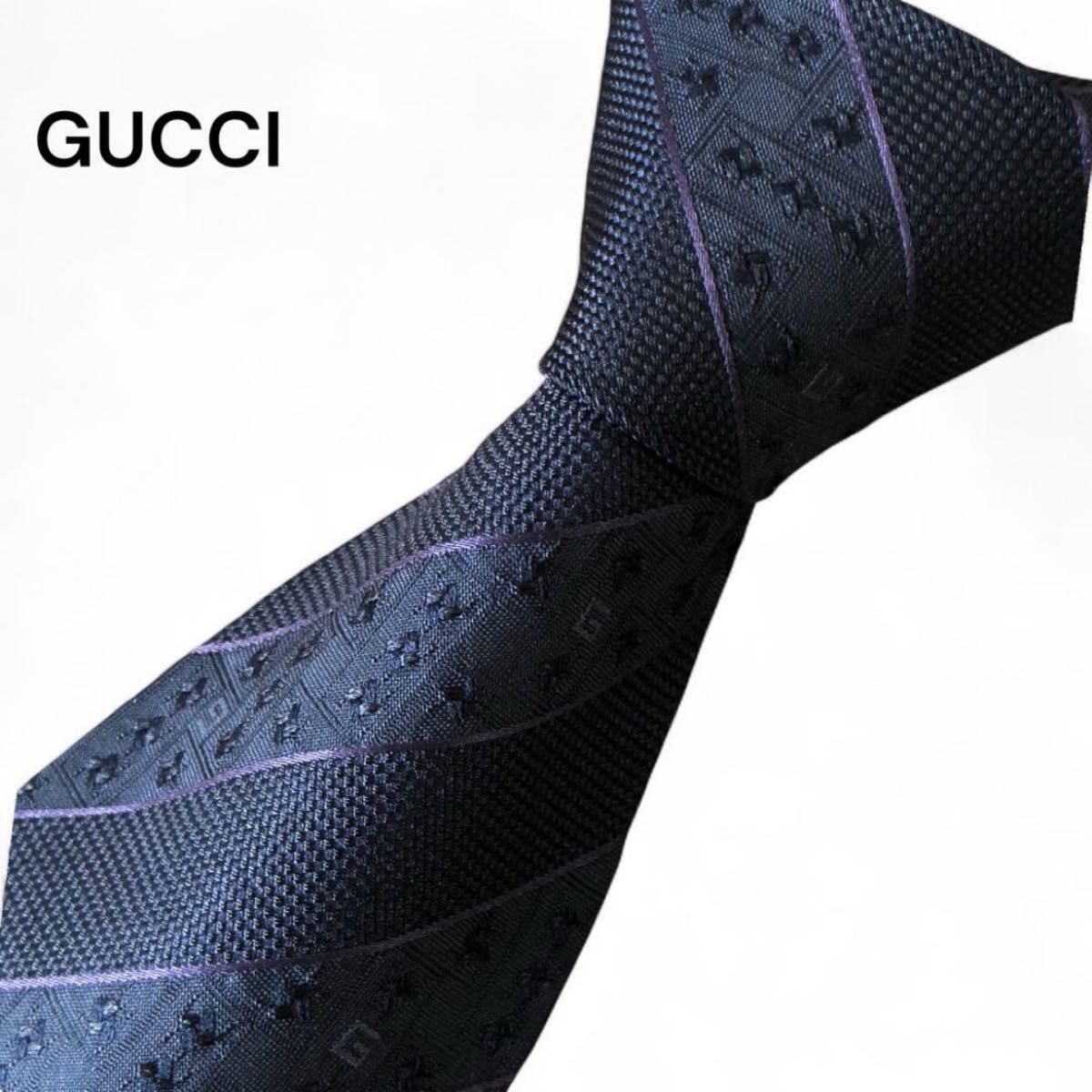 未使用級 GUCCI グッチ ネクタイ インターロッキング GG柄 モノグラム