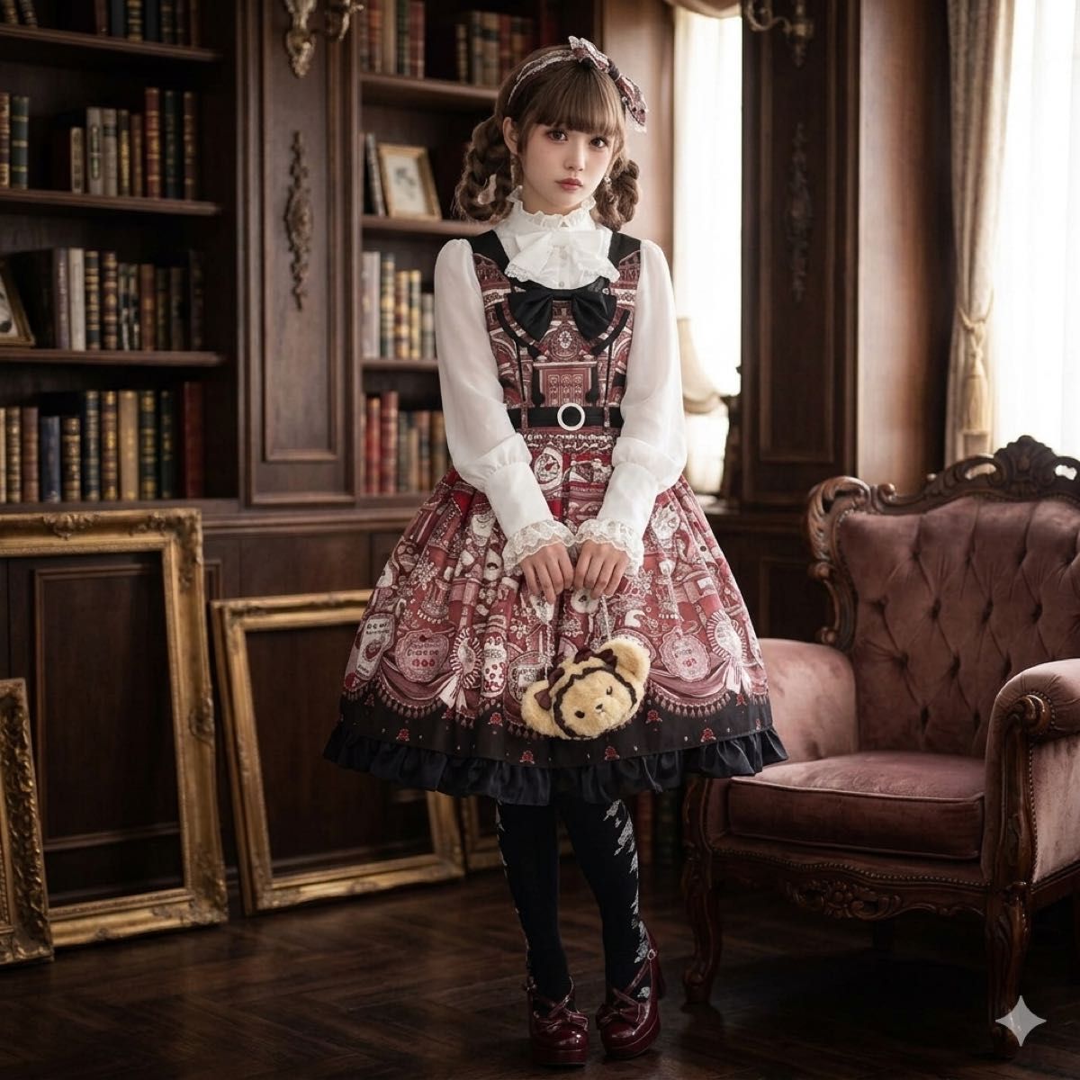 Preview of 新品 ALICE and the PIRATES マダムブランシェの不思議な百貨店柄 ジャンパースカート レッド JSK ロリータ