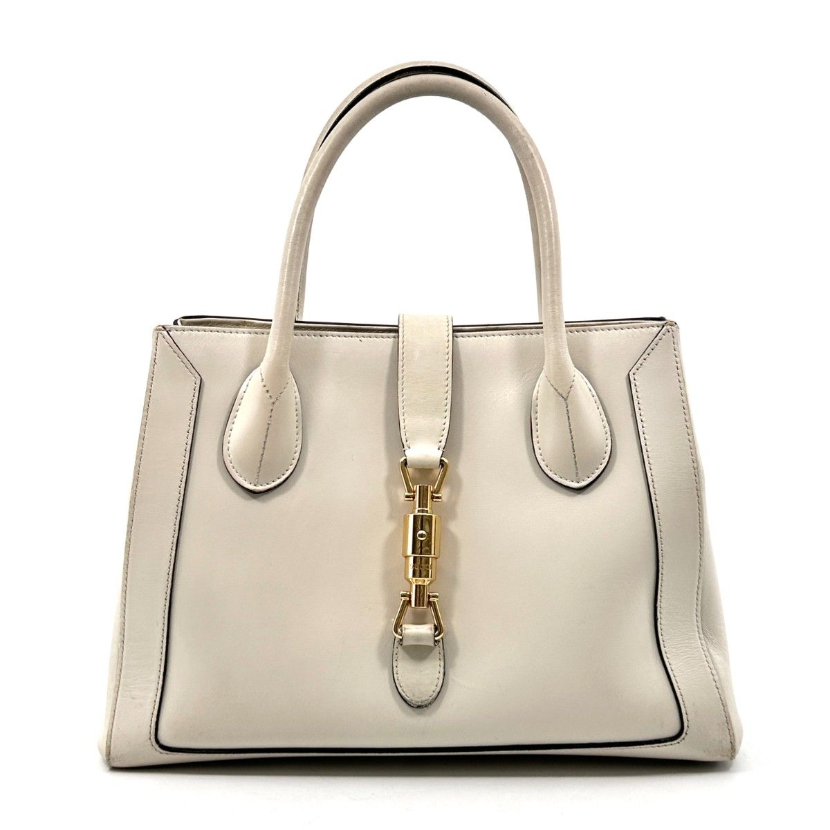 美品GUCCIグッチレディースゴールド金具ハンドバッグオールレザー 